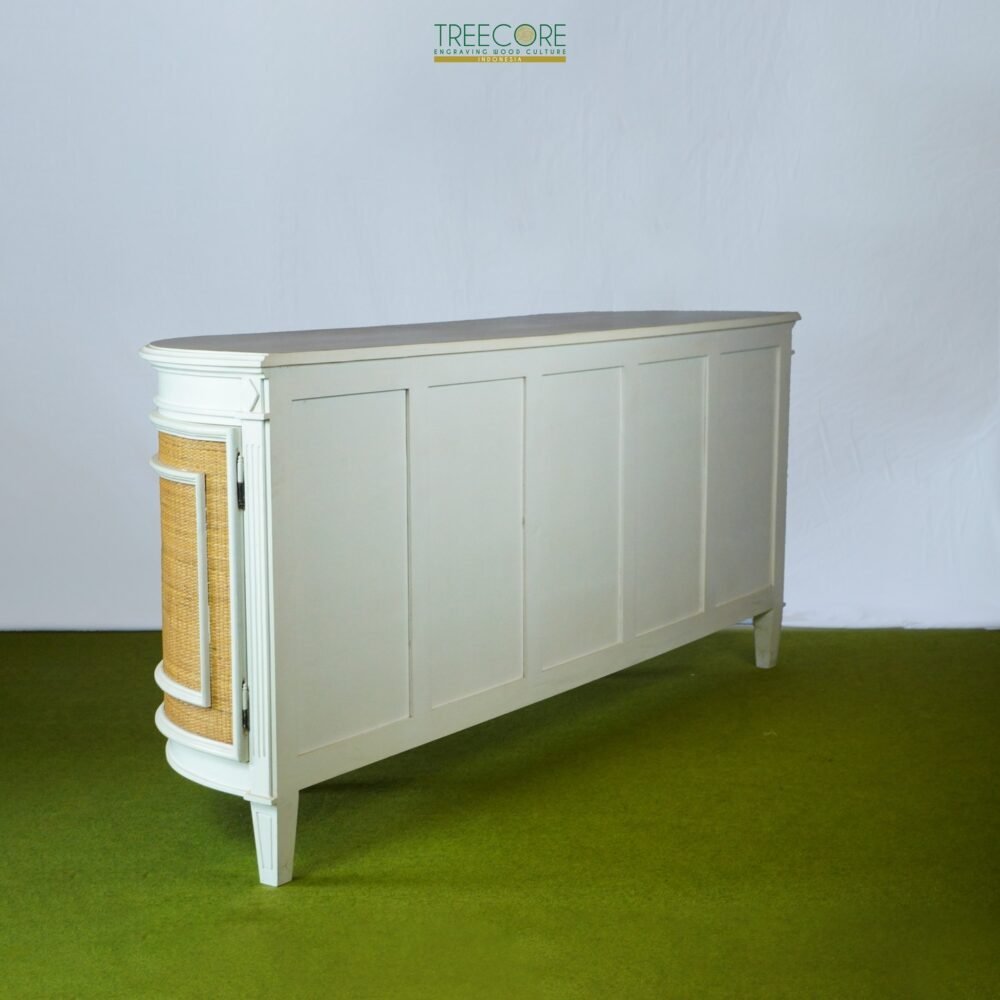 Wooden Sideboard with Rattan Accent – Natural Elegance with Modern Sophistication