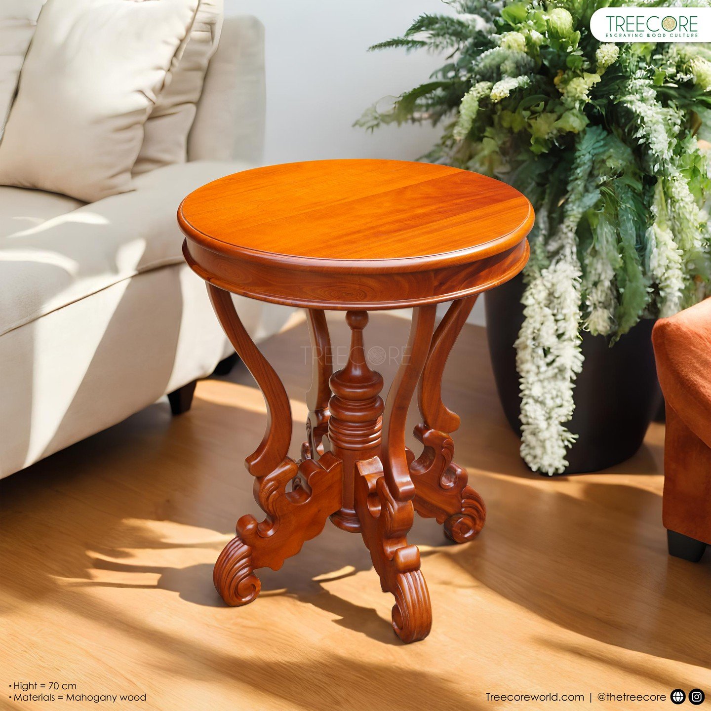Wooden Carving Round Table