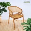 Minimalist Wooden Chair with Rattan Backrest