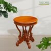 Round-Table-Carving-011 Nature-Inspired Wooden Round Side Table with Root-Like Supports