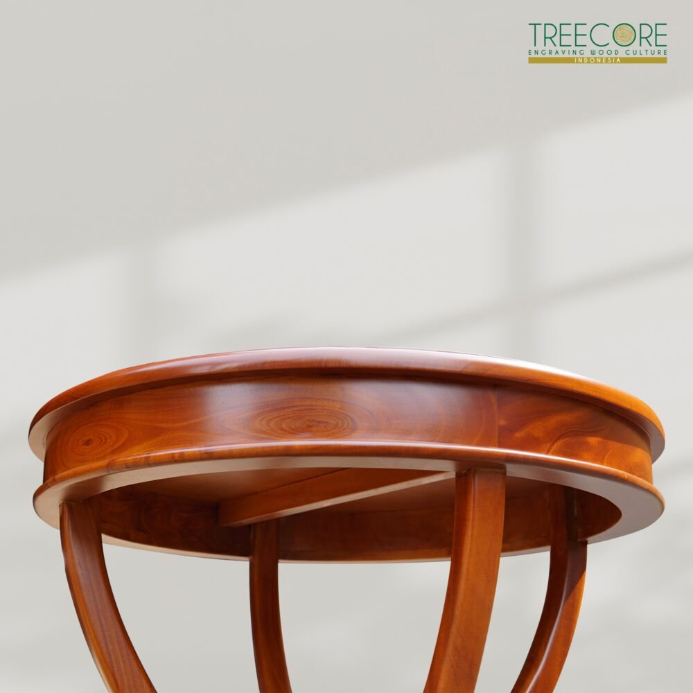 Round-Table-Carving-013 Nature-Inspired Wooden Round Side Table with Root-Like Supports