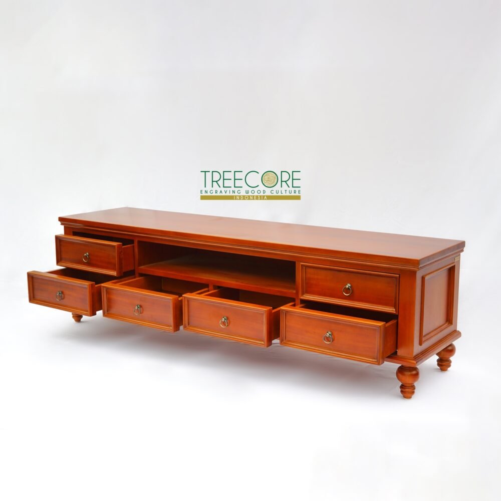 Wooden TV Cabinet with 6 Drawers – Stylish Storage Solution for Your Living Room