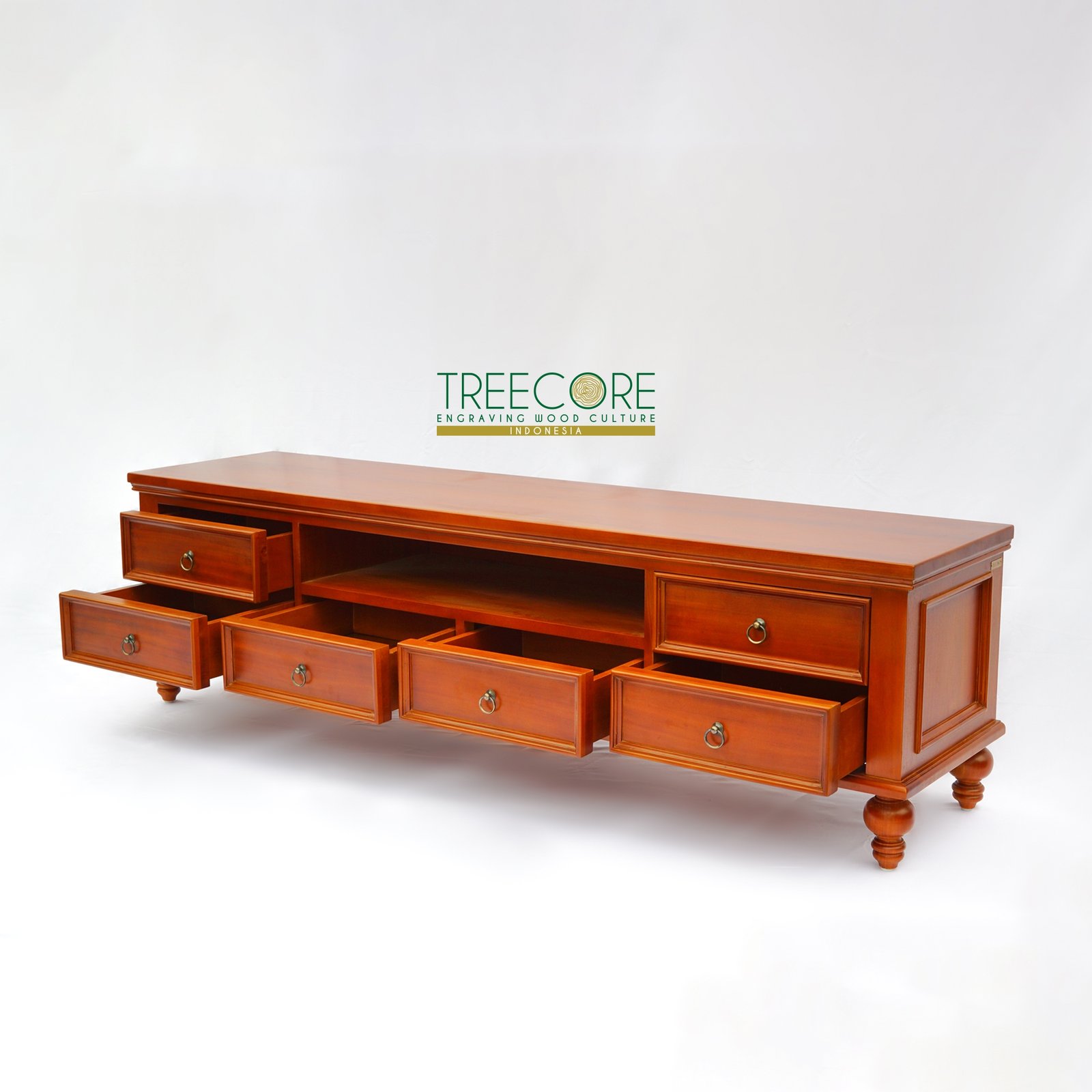 Wooden TV Table with 6 Drawers
