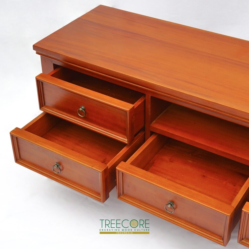 Wooden TV Cabinet with 6 Drawers – Stylish Storage Solution for Your Living Room
