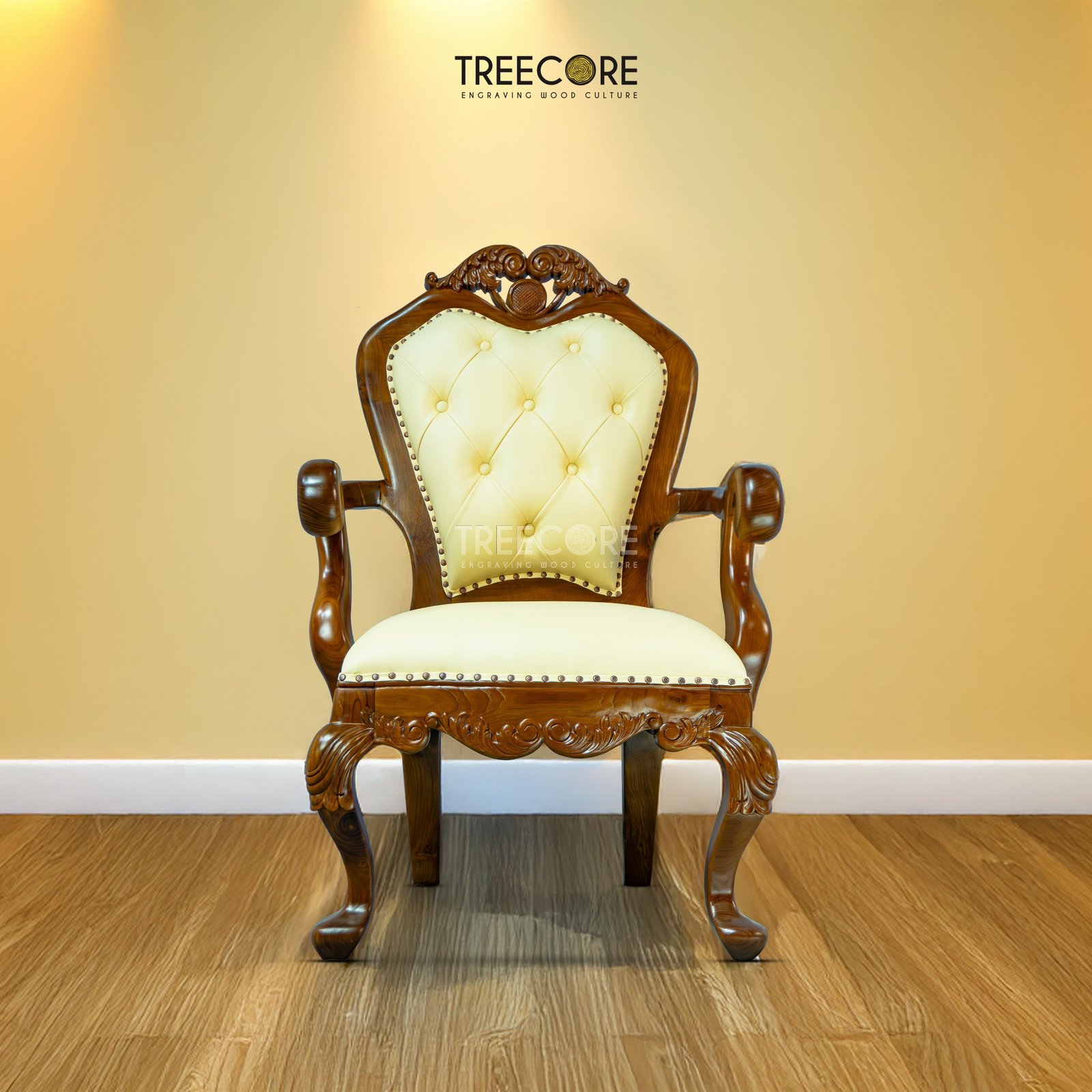 Vintage Charm Wooden Chair with Cushioned Comfort