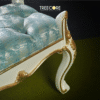 Elegant Wooden Bench with Gold Carvings