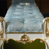 Elegant Wooden Bench with Gold Carvings
