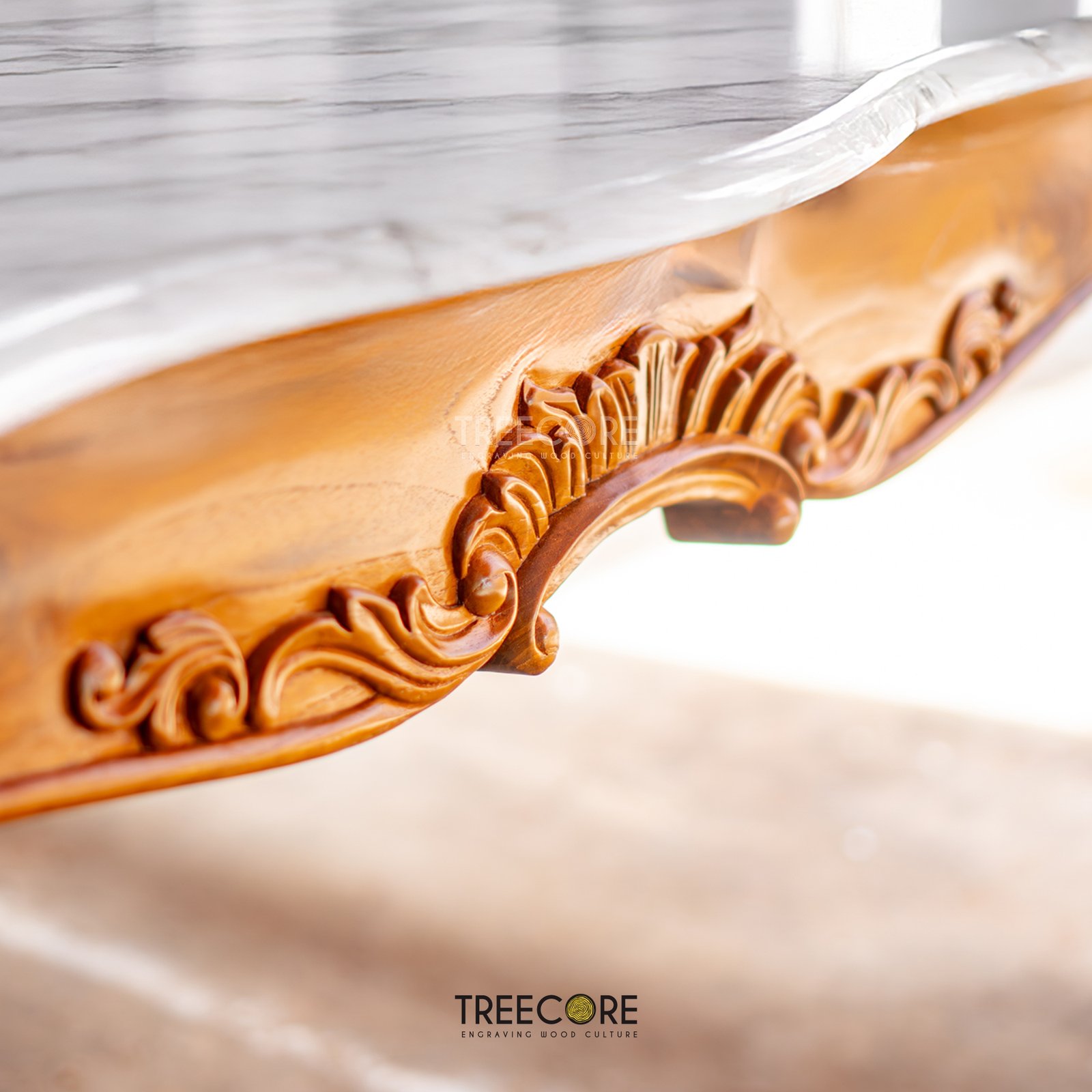 Classic Marble-Top Wooden Table