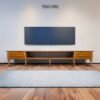 Elegant Wooden TV Cabinet with Storage Drawers and Decorative Turned Legs