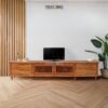Charming Wooden TV Cabinet with Carved Drawer and Ample Storage