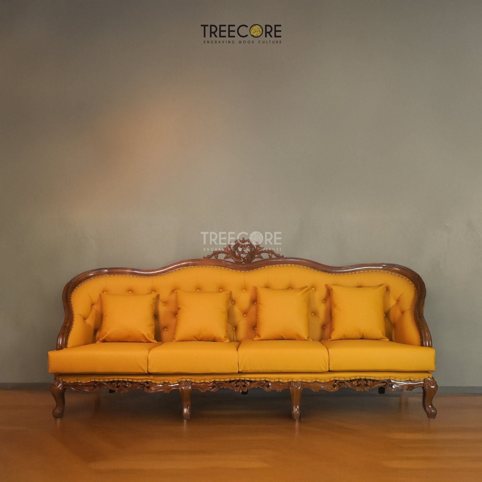 Spacious Wooden Sofa Chair with Plush Comfort and Elegant Details