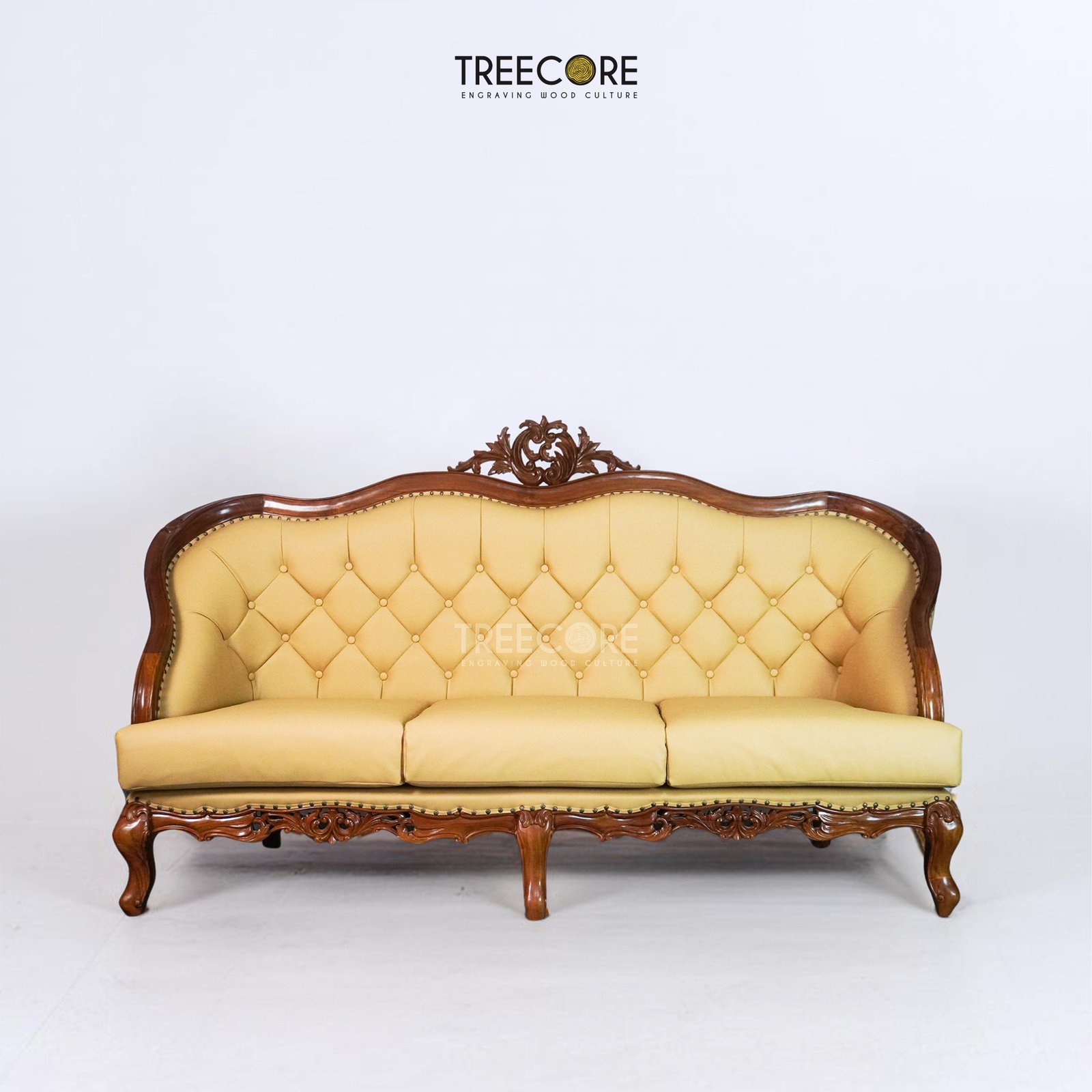 Spacious Wooden Sofa Chair with Plush Comfort and Elegant Details