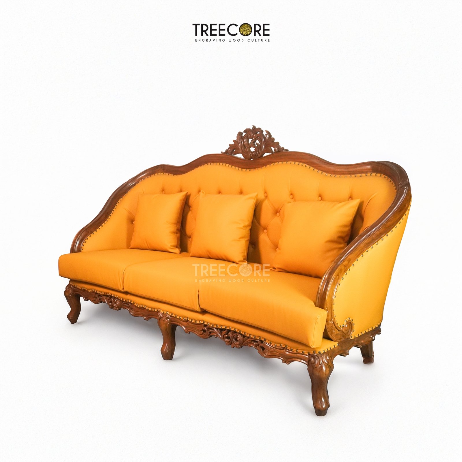 Spacious Wooden Sofa Chair with Plush Comfort and Elegant Details