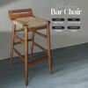Wooden Bar Chair with Rattan Seat – Rustic Elegance & Comfort