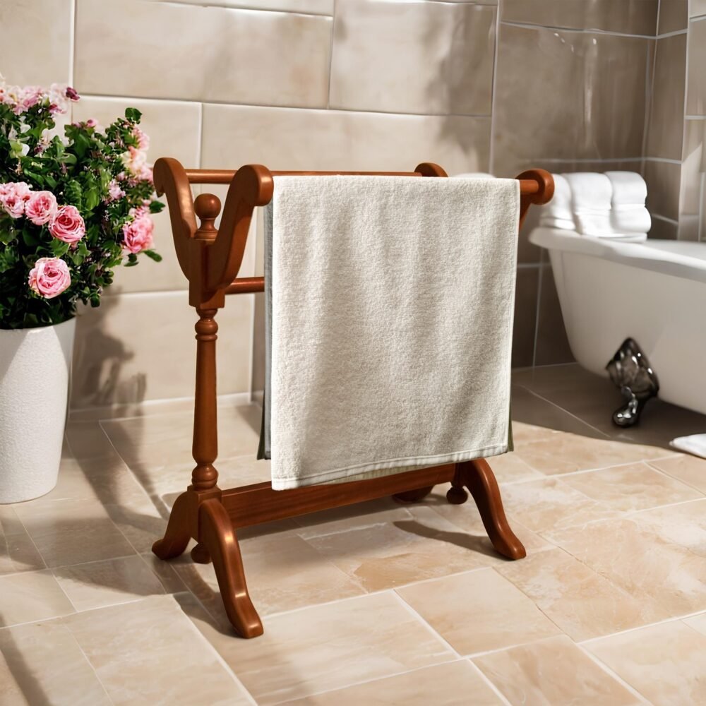 Functional Wooden Towel and Blanket Rack for Organized Spaces