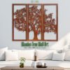 Wooden Tree Wall Art – 3 Panel Carved Tree Design