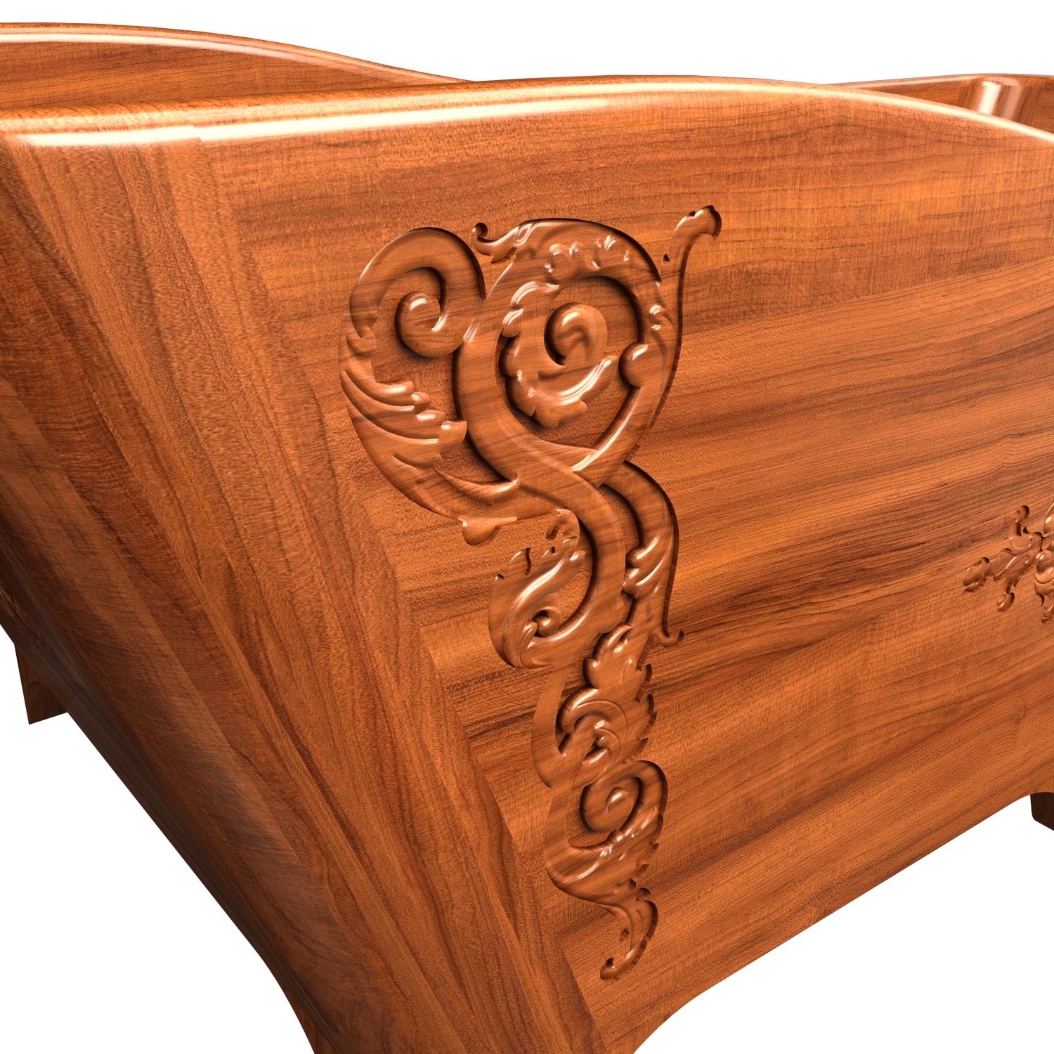 Teak Wood Carved Bathtub