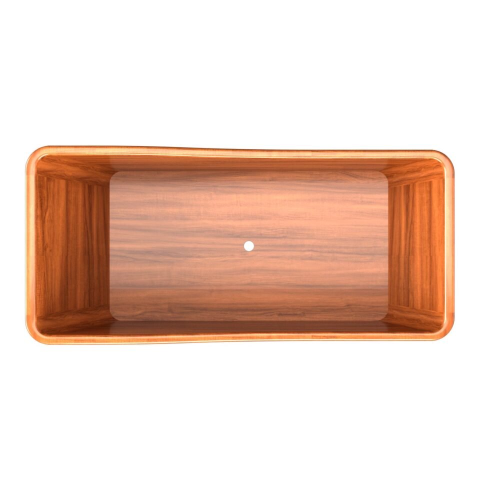 Teak wood carved bathtub, durable, water-resistant, and luxurious—perfect as a statement piece for unique, nature-inspired bathrooms.