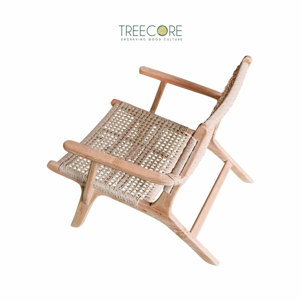 Wooden Rattan Lounge Chair