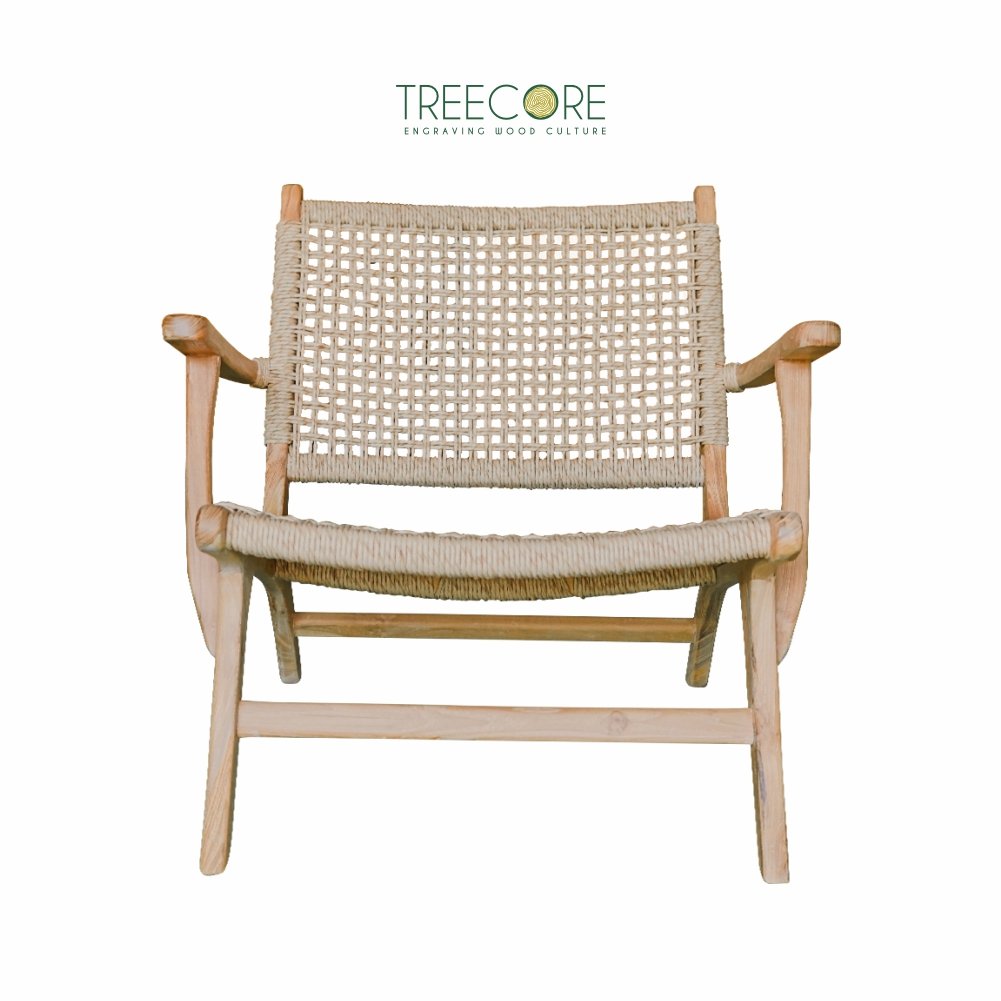 Wooden Rattan Lounge Chair
