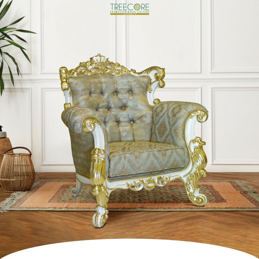 Sofa-Chair-11-9b421e30 Royal Classic White Sofa – Luxurious Single Seater with Gold Carvings