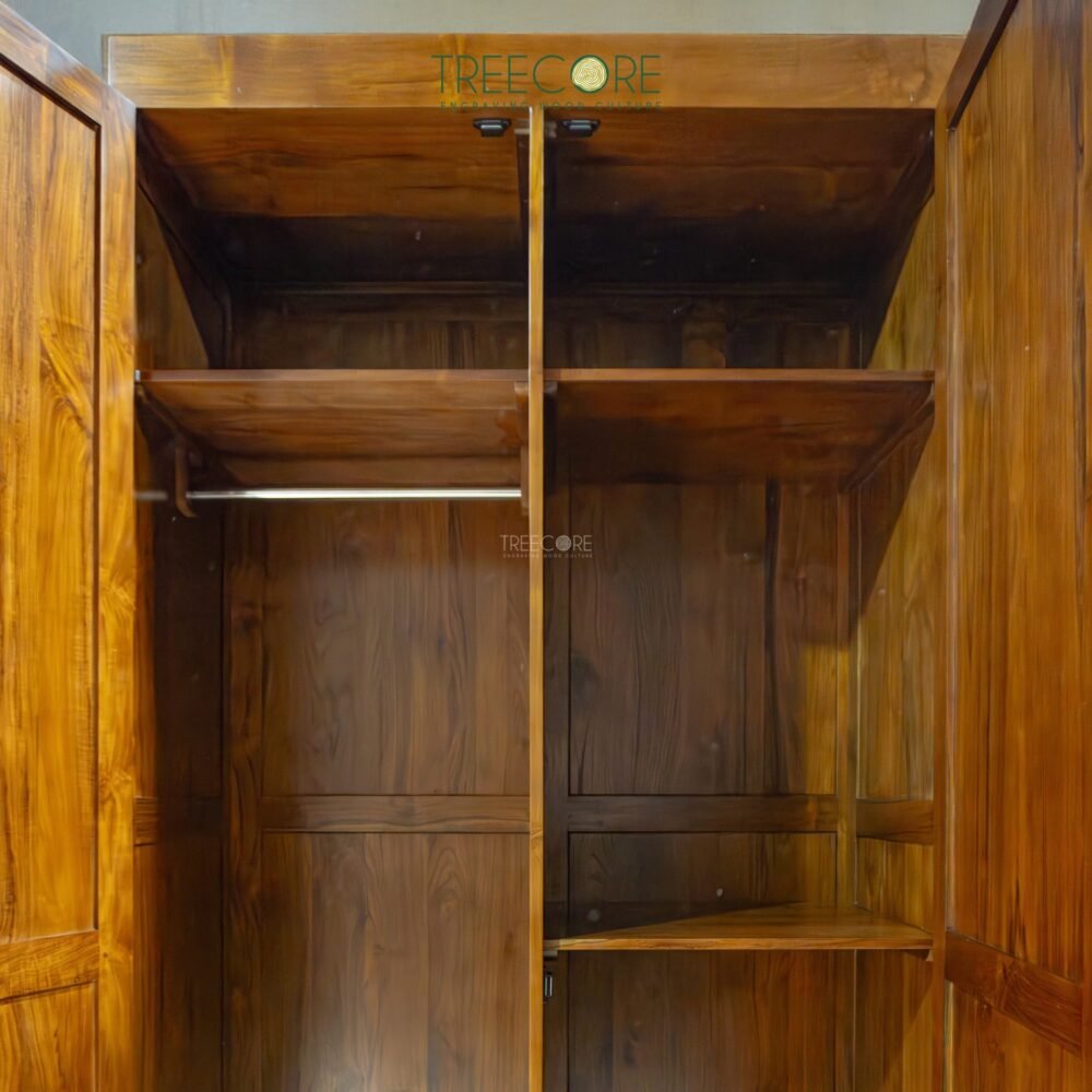 Spacious 4-Door Wardrobe with Carved Details and Ample Storage