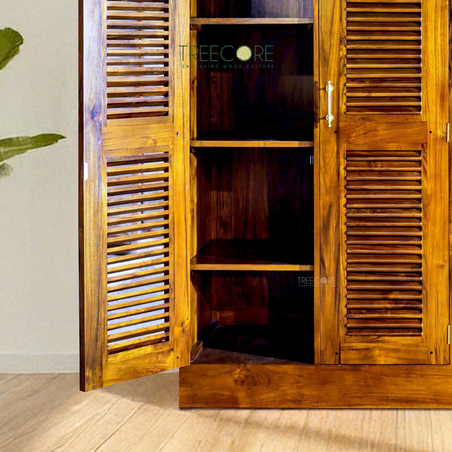 The Tropicwood 4-Door Wardrobe: Crafted Warmth and Breezy Elegance