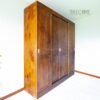 Wooden 4-Door Wardrobe with Sliding Doors and Carved Details