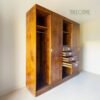 Wooden 4-Door Wardrobe with Sliding Doors and Carved Details