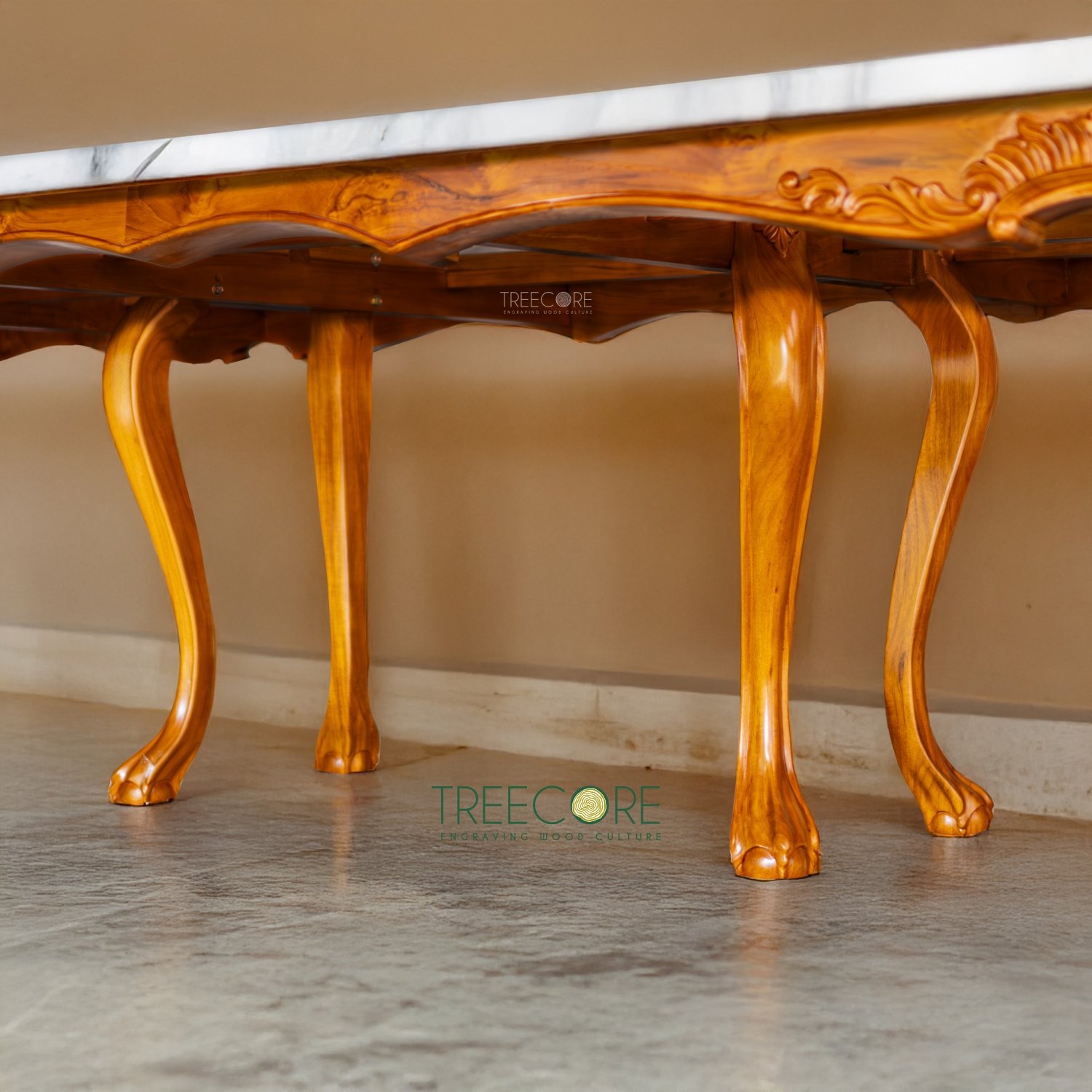 Classic Marble-Top Wooden Table