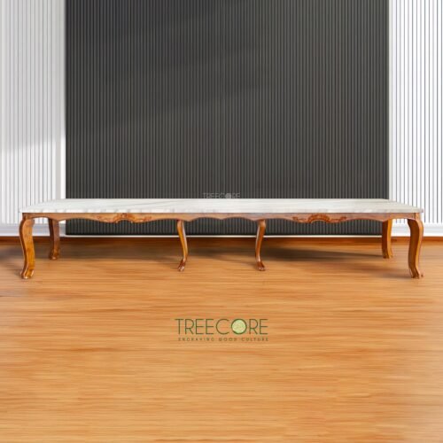 Classic Marble-Top Wooden Table with Artistic Carvings