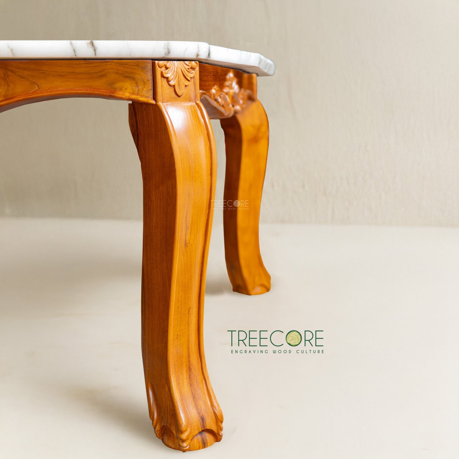 Classic Marble-Top Wooden Table
