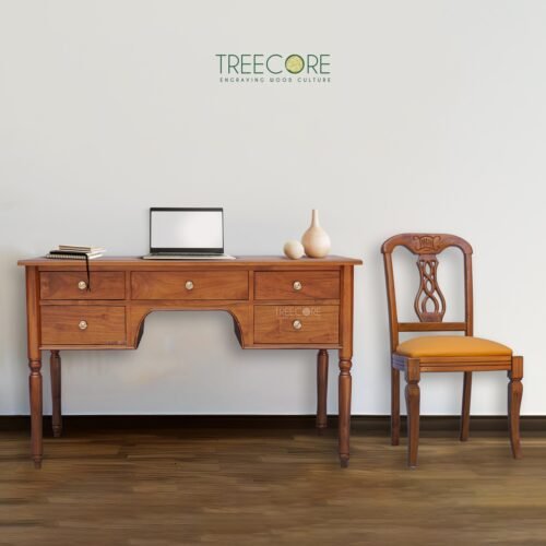 Practical Wooden Writing Desk with Storage Drawers and Neat Leg Design