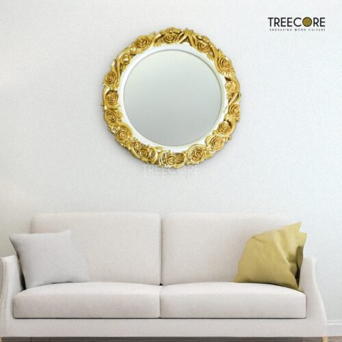 Circular Wooden Mirror Frame