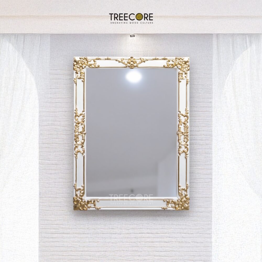 Rectangular Mirror Frame with Gold Carvings