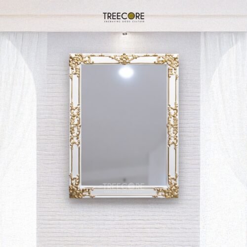 Rectangular Mirror Frame with Gold Carvings