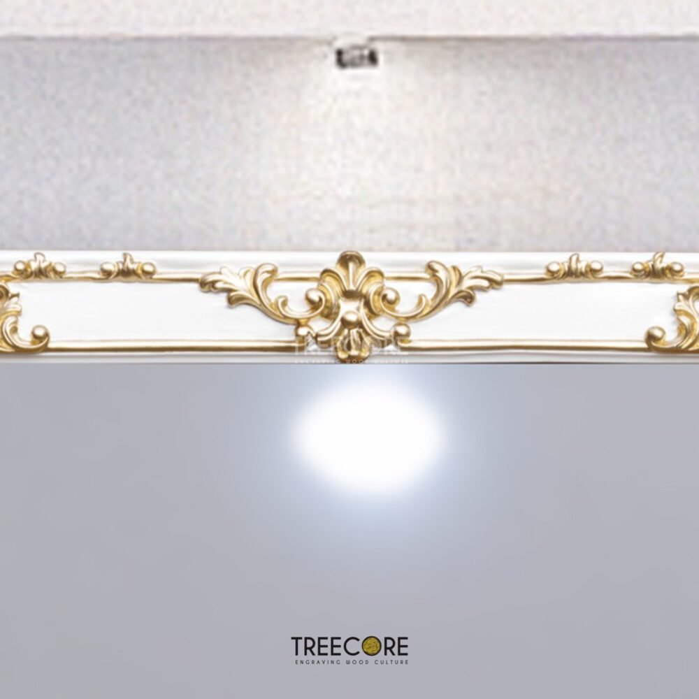 Rectangular Mirror Frame with Gold Carvings