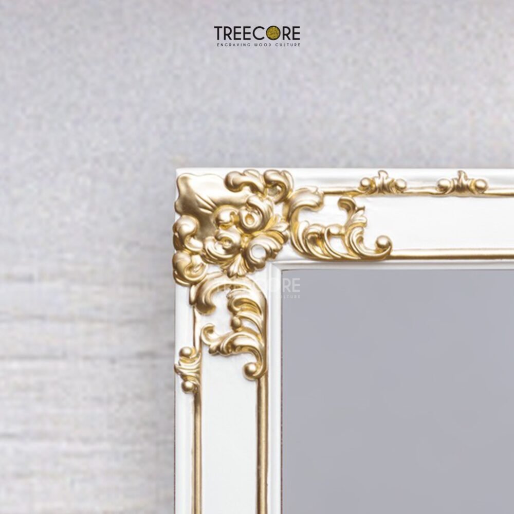 Rectangular Mirror Frame with Gold Carvings
