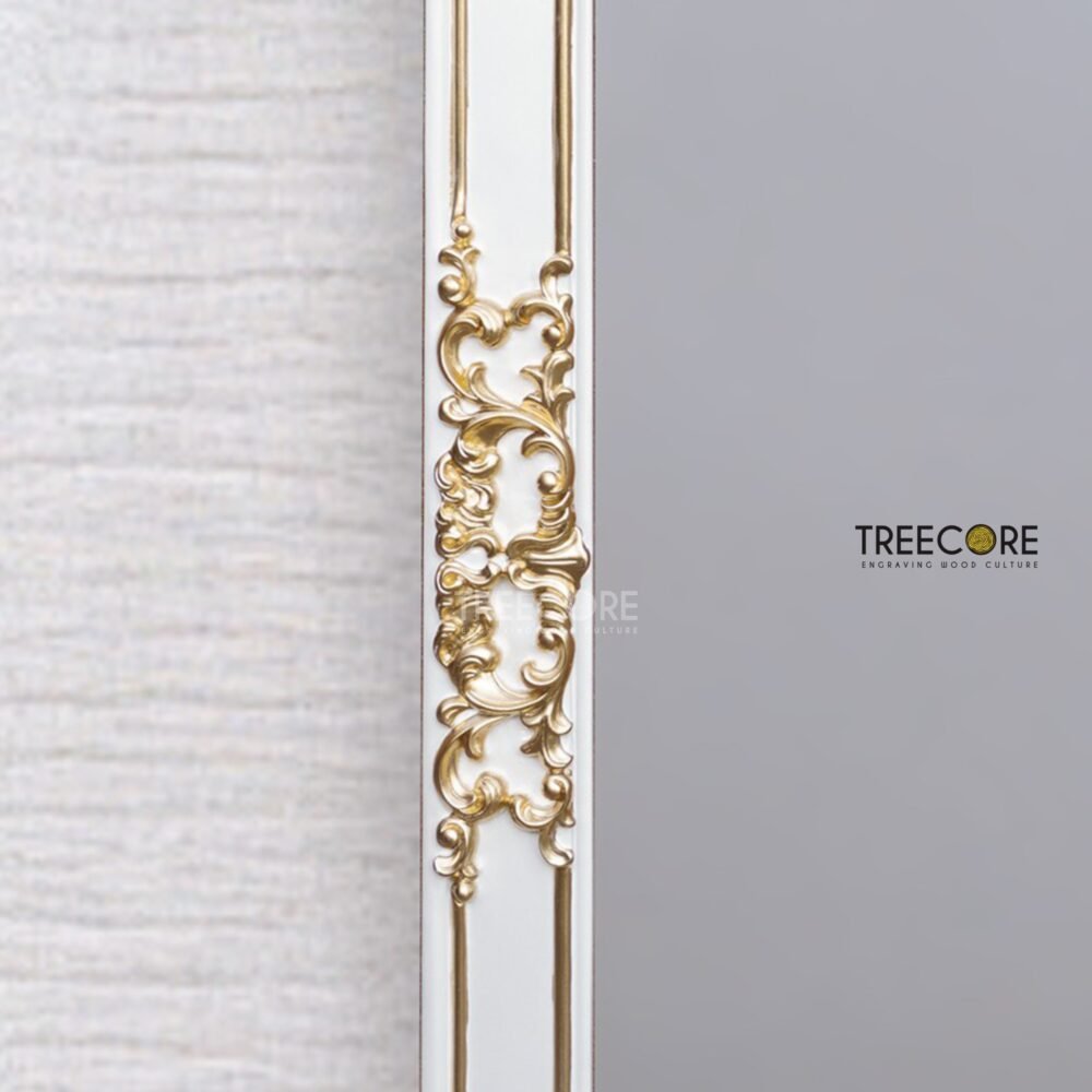 Rectangular Mirror Frame with Gold Carvings