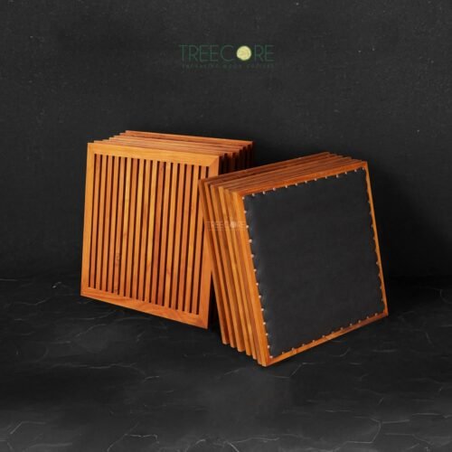 Innovative wooden wall panel with slatted and upholstered sides for decoration and acoustic benefits, perfect for modern interiors.