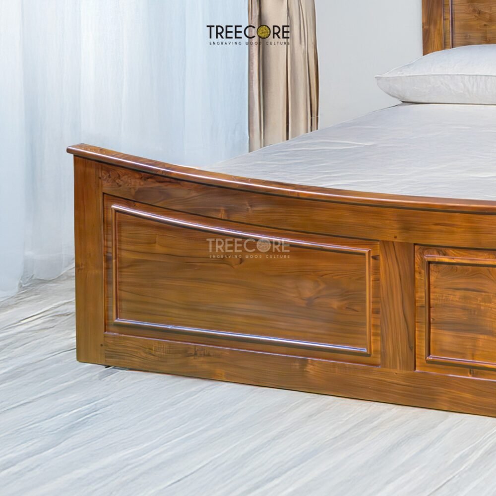 Curva Minimalist Wooden Bed with Elegant Headboard and Footboard