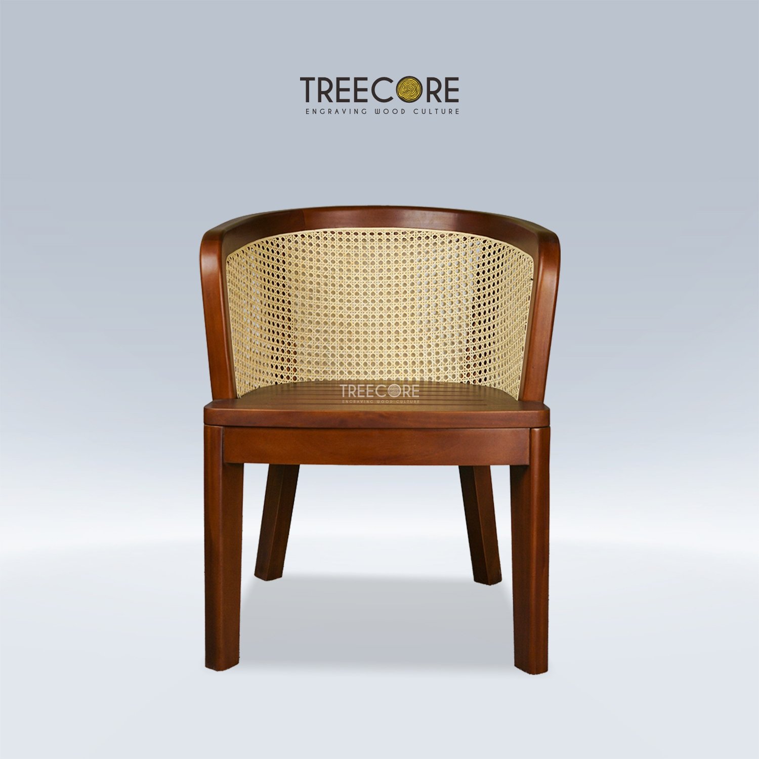 Curved Rattan Wooden Chair