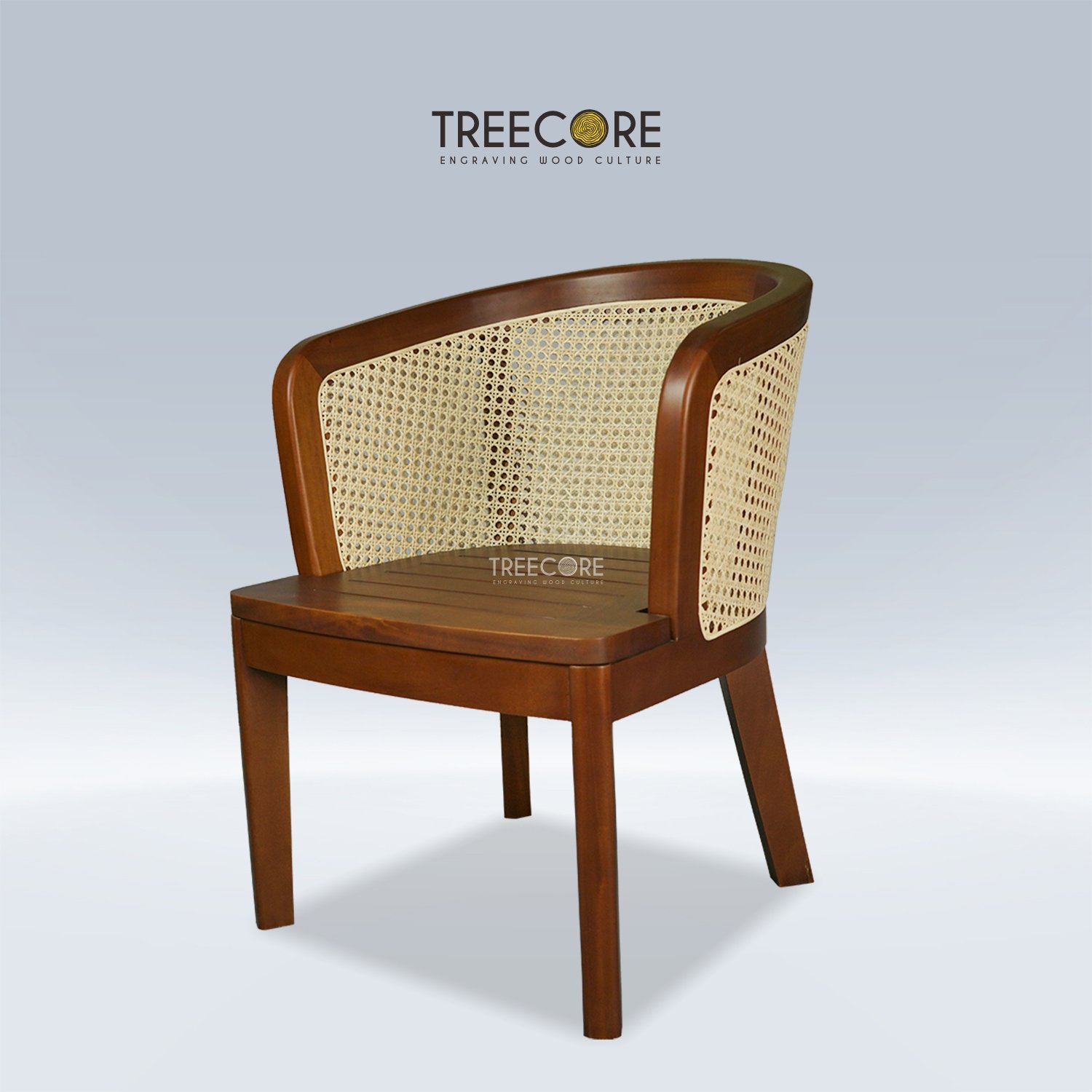 Curved Rattan Wooden Chair