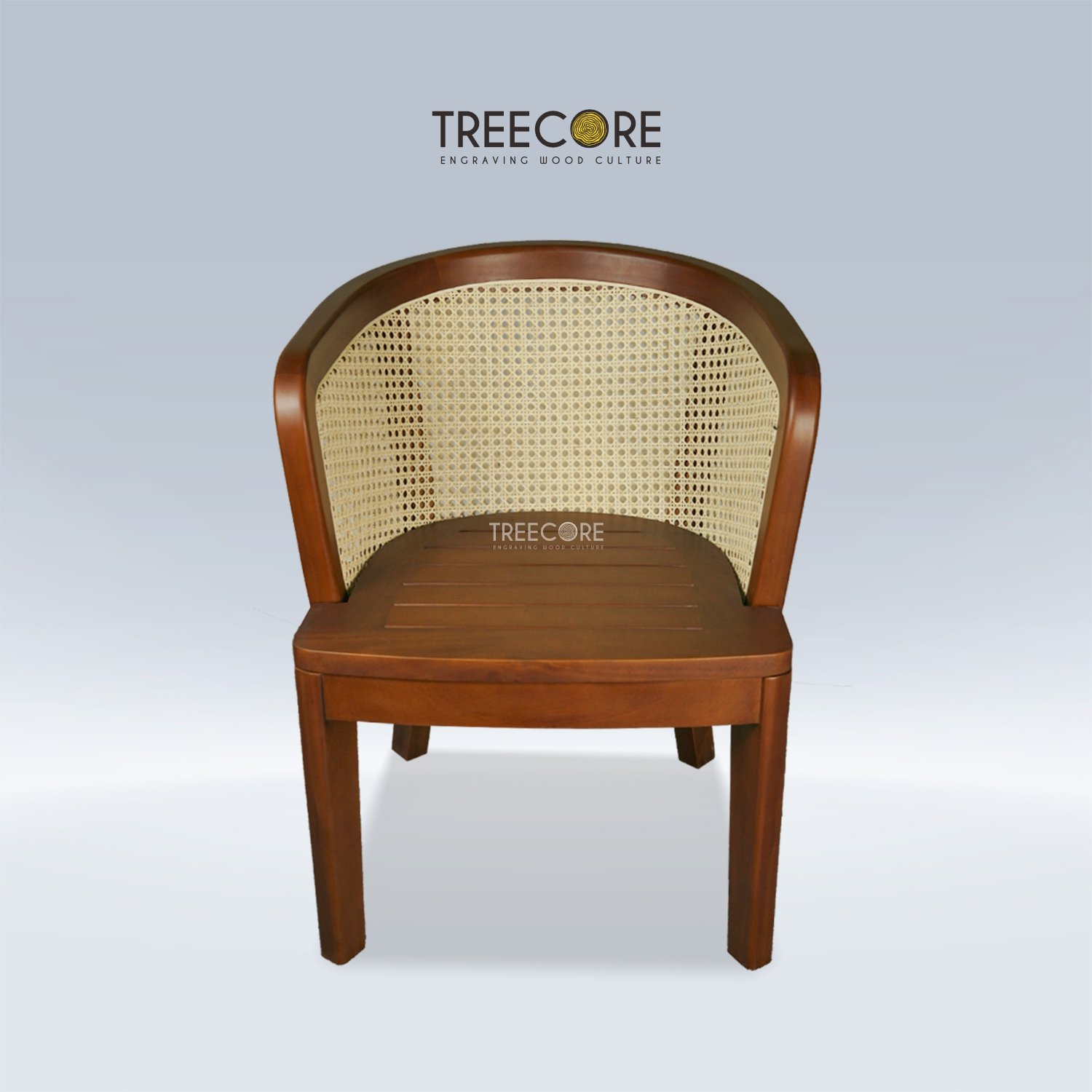 Curved Rattan Wooden Chair