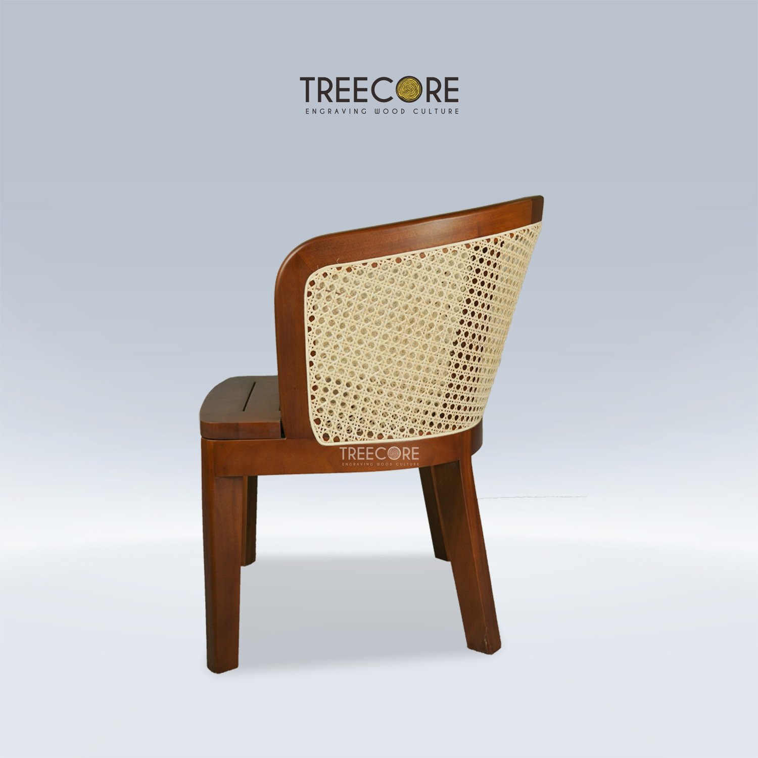 Curved Rattan Wooden Chair