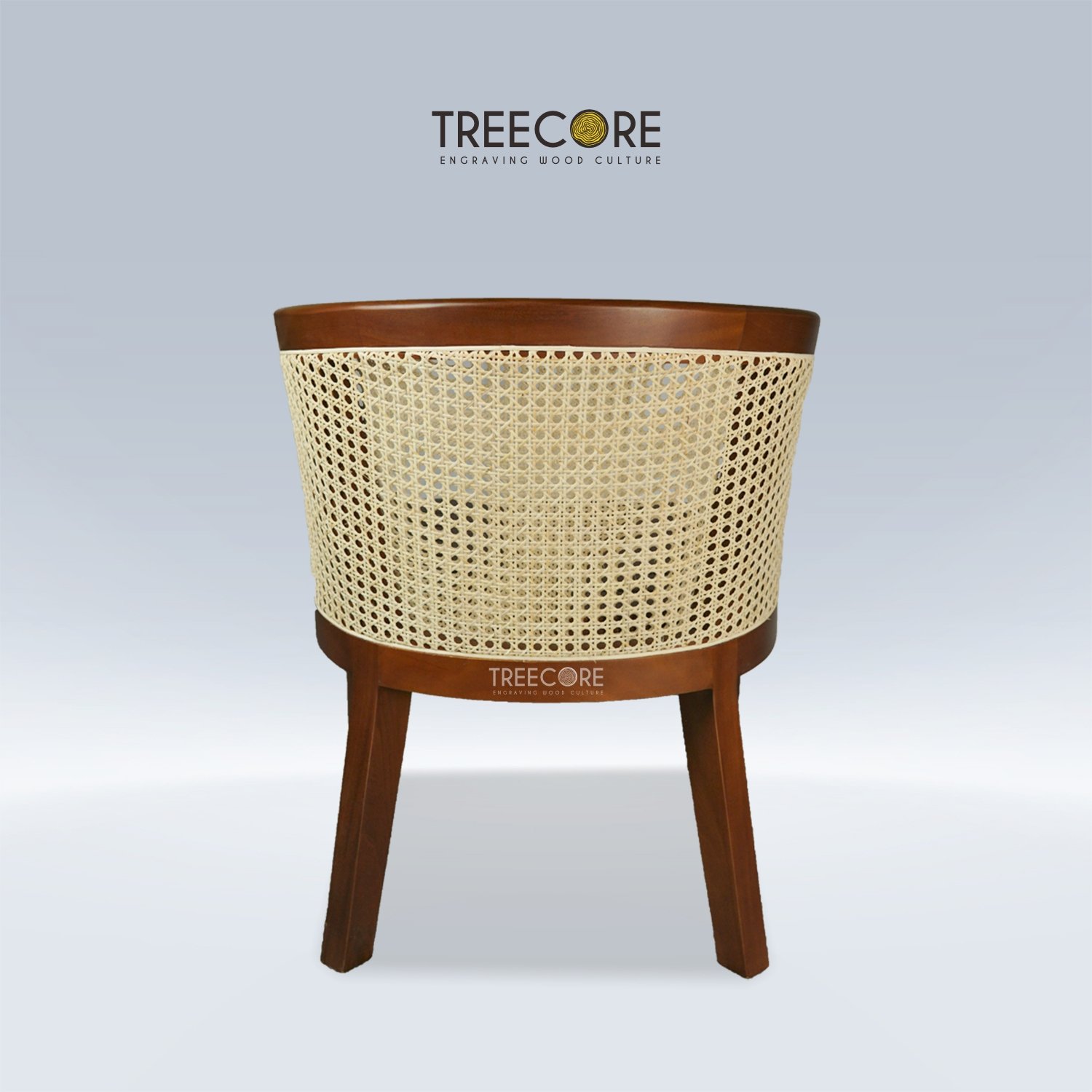 Curved Rattan Wooden Chair