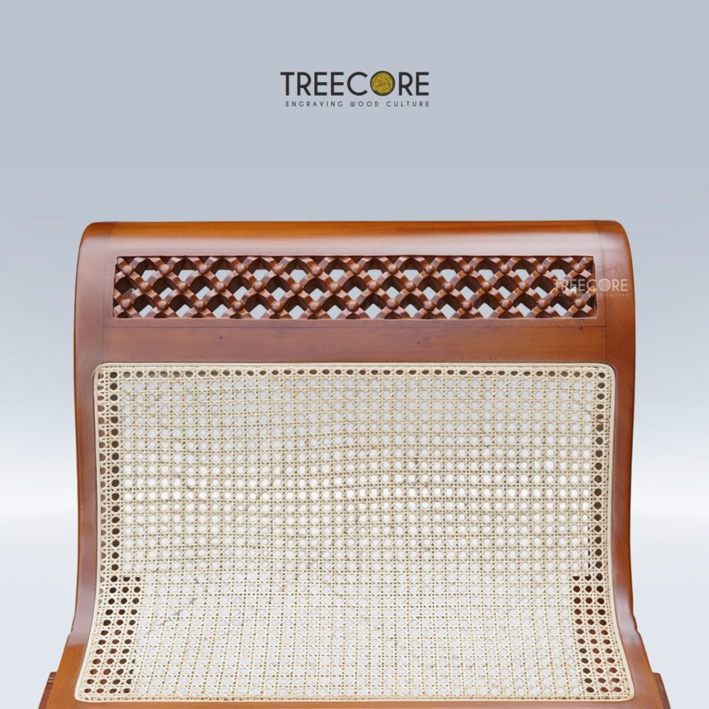 Wooden Diwan Lounger Rattan Backrest