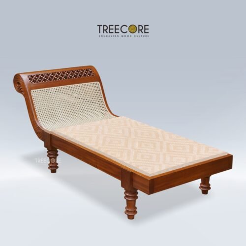 Wooden Diwan Lounger Rattan Backrest