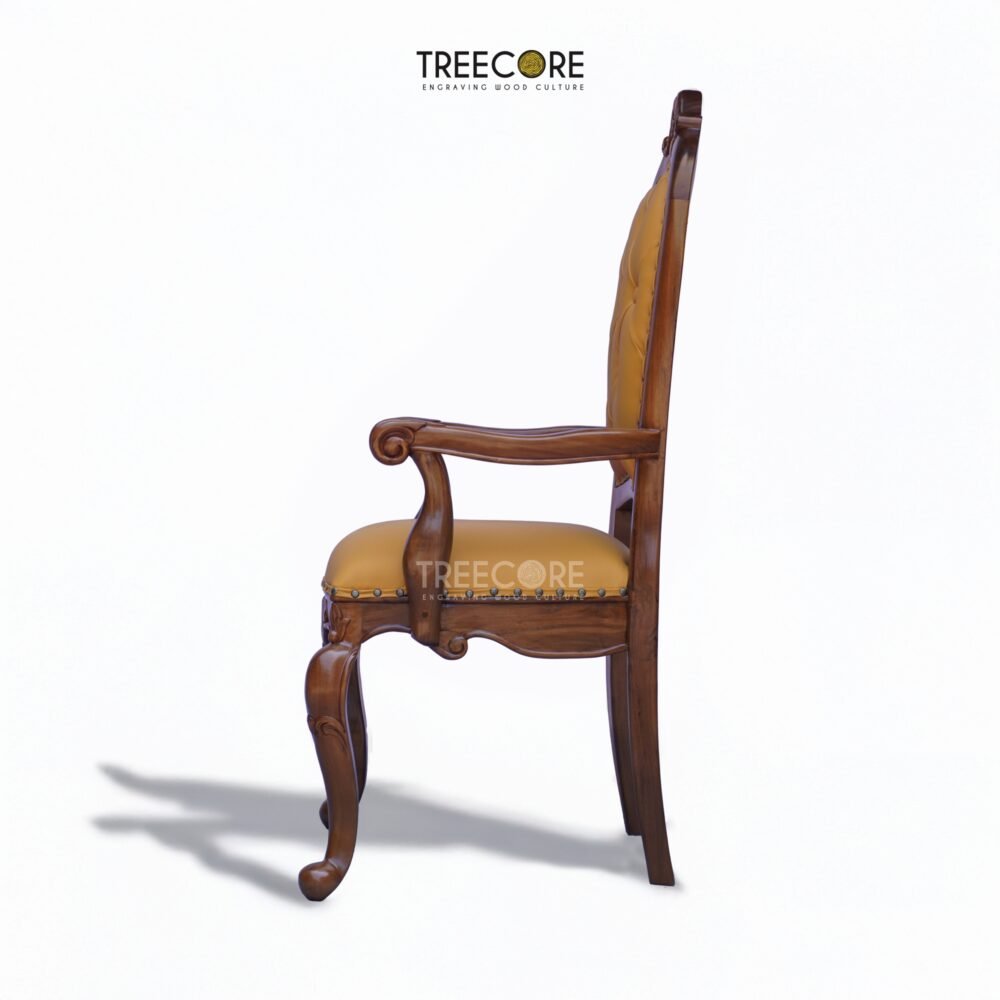 Chair-15-1feb25e2 Handcrafted Wooden Carving Sofa with Thick Foam and Decorative Accents