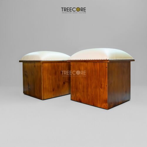 Art Deco Cubic Stool with Anthracite Elegance